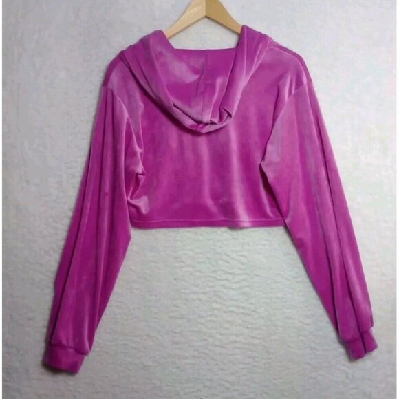 Vivre La Vie Velvet Pink Jogger and Crop Hooded Sweatshirt Set, Size XL - Picture 2 of 11
